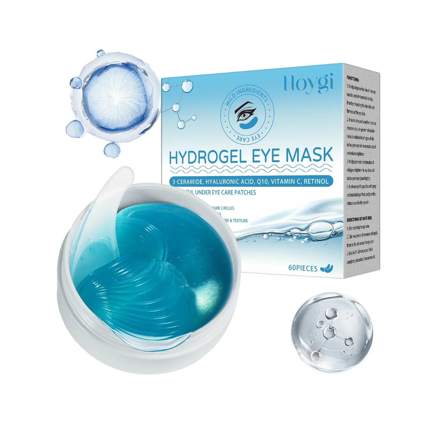 Hoygi Retinol Eye Mask Set 4 Pieces Hydrating Anti Wrinkle With Ceramide Hyaluronic Acid Ubiquinone