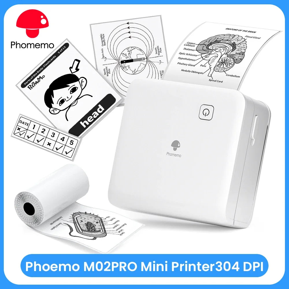 Phomemo M02 Pro Pocket Printer 300DPI Direct Thermal Bluetooth Portable Mini Printer For iOS Android For Study And Work