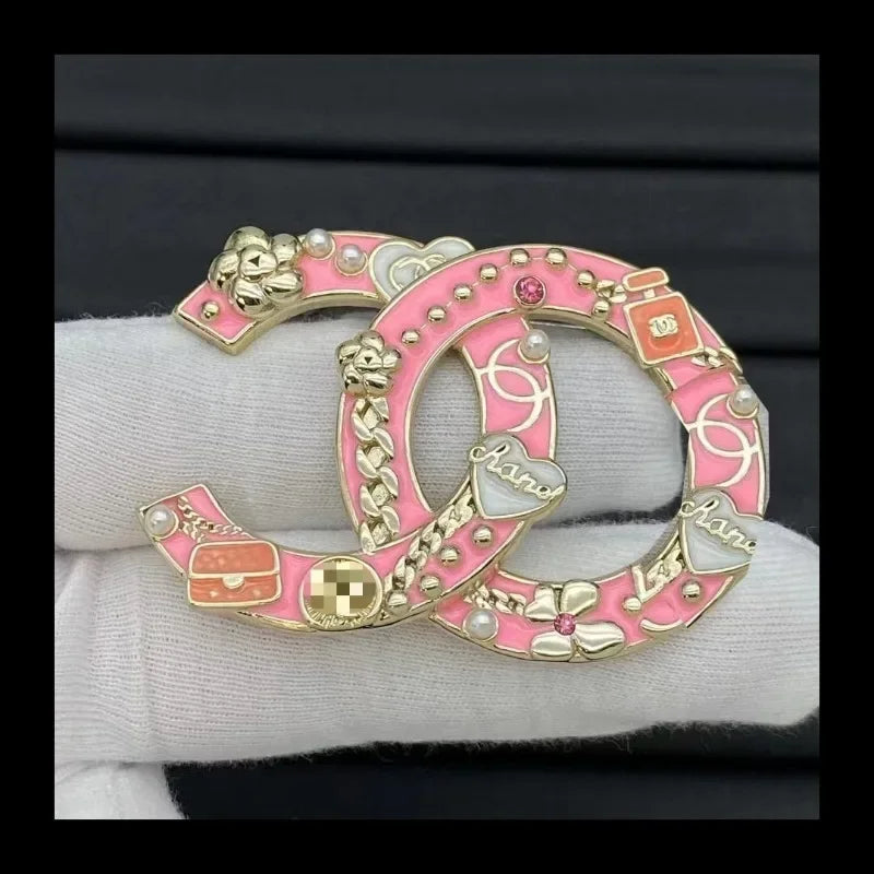 Diamond Encrusted Double Brooch With Pearl Accents Anti Light Pin Versatile Corsage For Men And Women