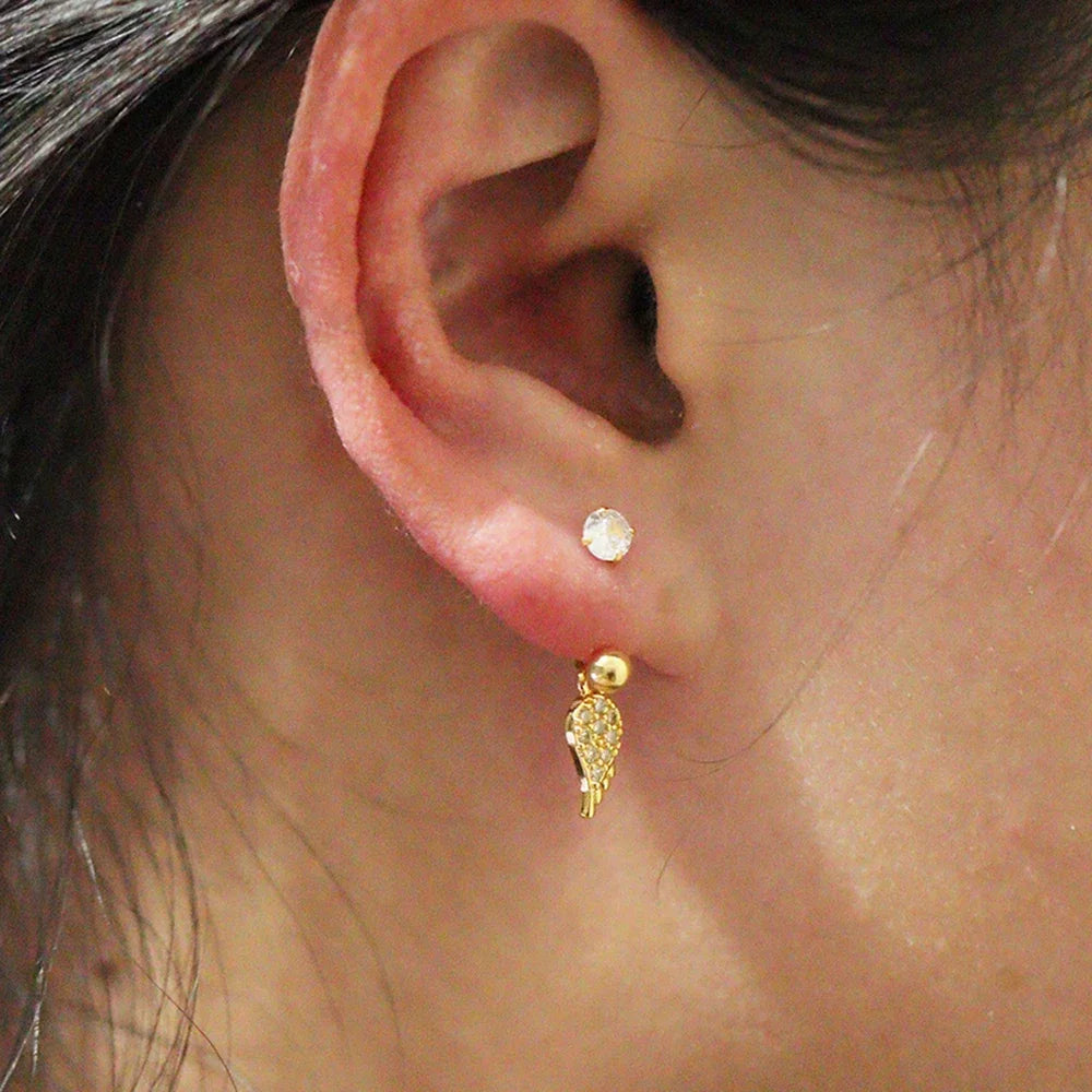 2PCS Stainless Steel Heart Cross Drop Earrings For Women Jewelry Set Helix Tragus Cartilage Daith Piercing