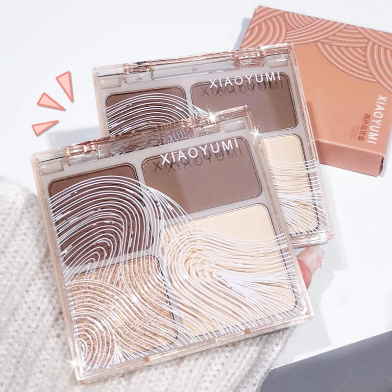 4 In 1 Multifunctional Palette Waterproof Contouring Highlighter Eyeshadow Nose Shadow Compact Portable Matte Finish