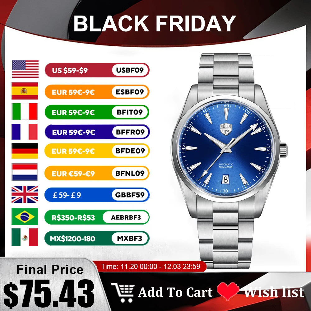 Pagani Design Men's NH35 Automatic Mechanical Watch Stainless Steel 39mm Case Sapphire Crystal Water Resistant