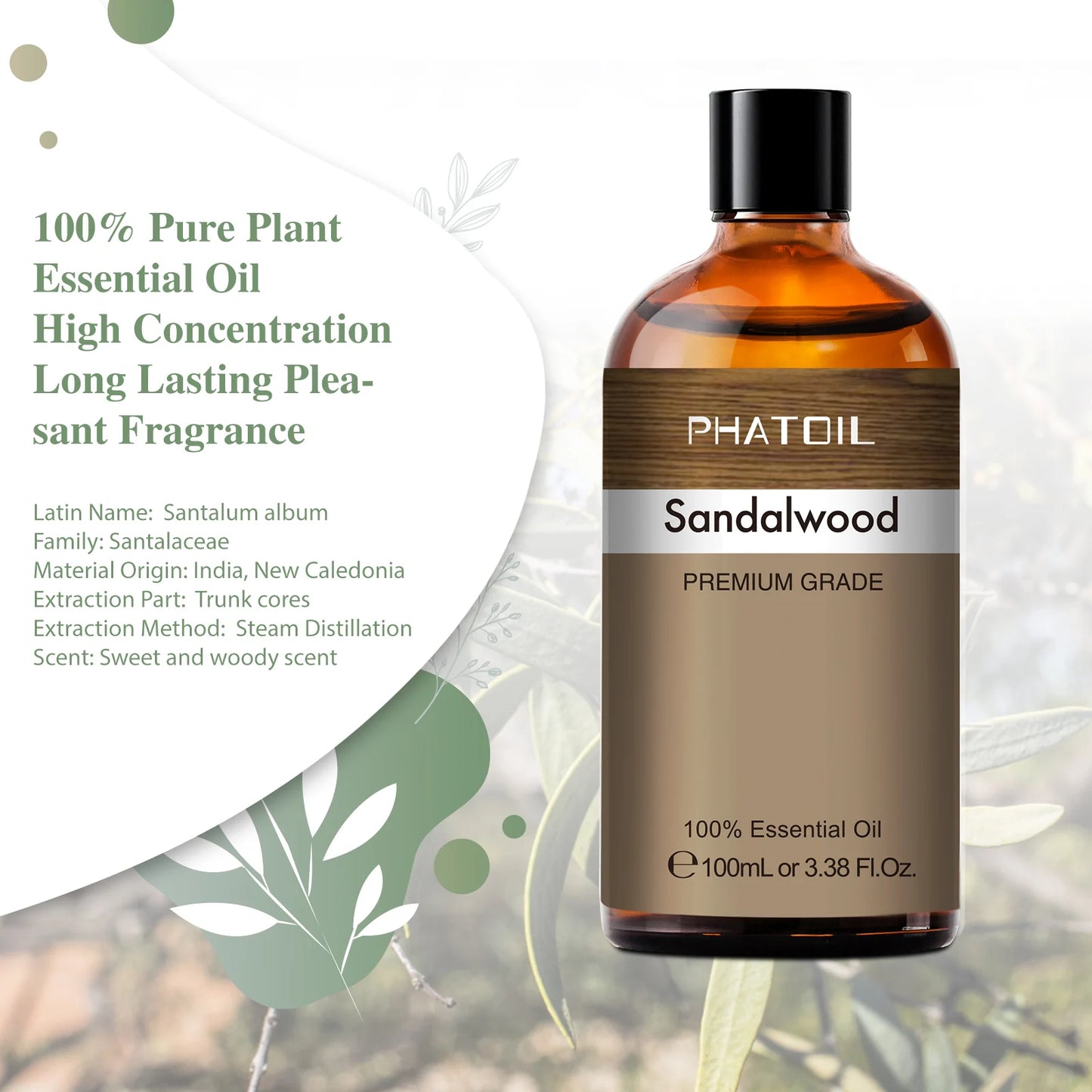 PHATOIL 100ML Copaiba Pure Essential Oils Helichrysum Neroli Australian Tea Tree Lemon Eucalyptus Turmeric Oregano Spearmint Oil