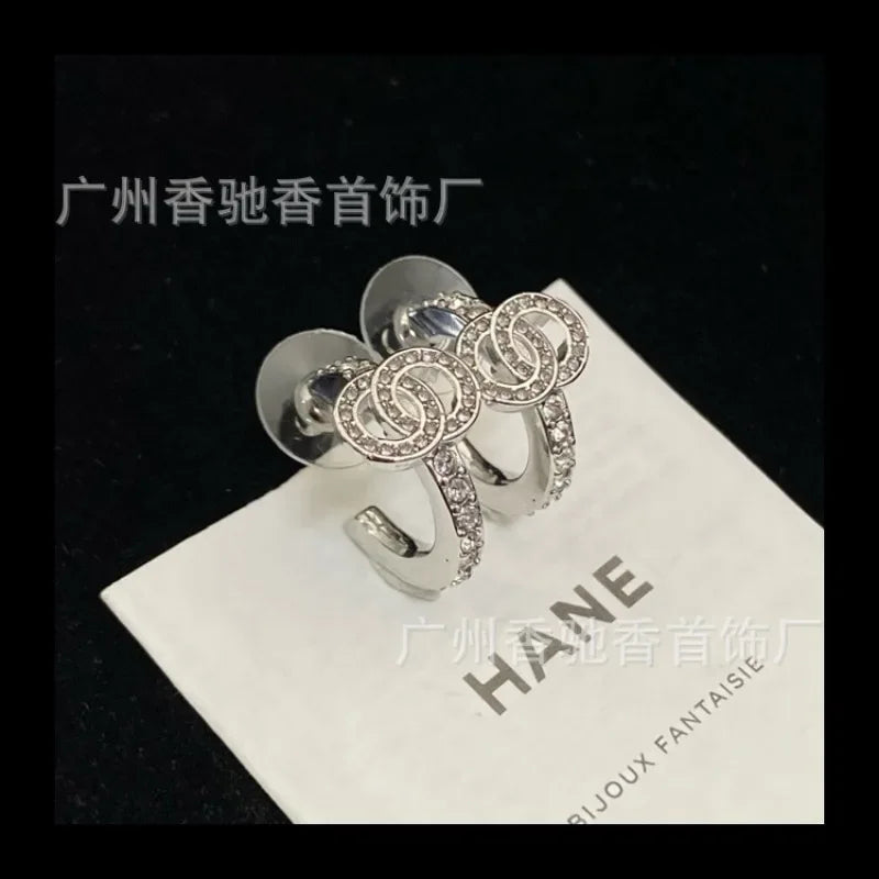 High Quality Silver Diamond Encrusted Earrings Small Exquisite Temperament Elegant Jewelry For Women