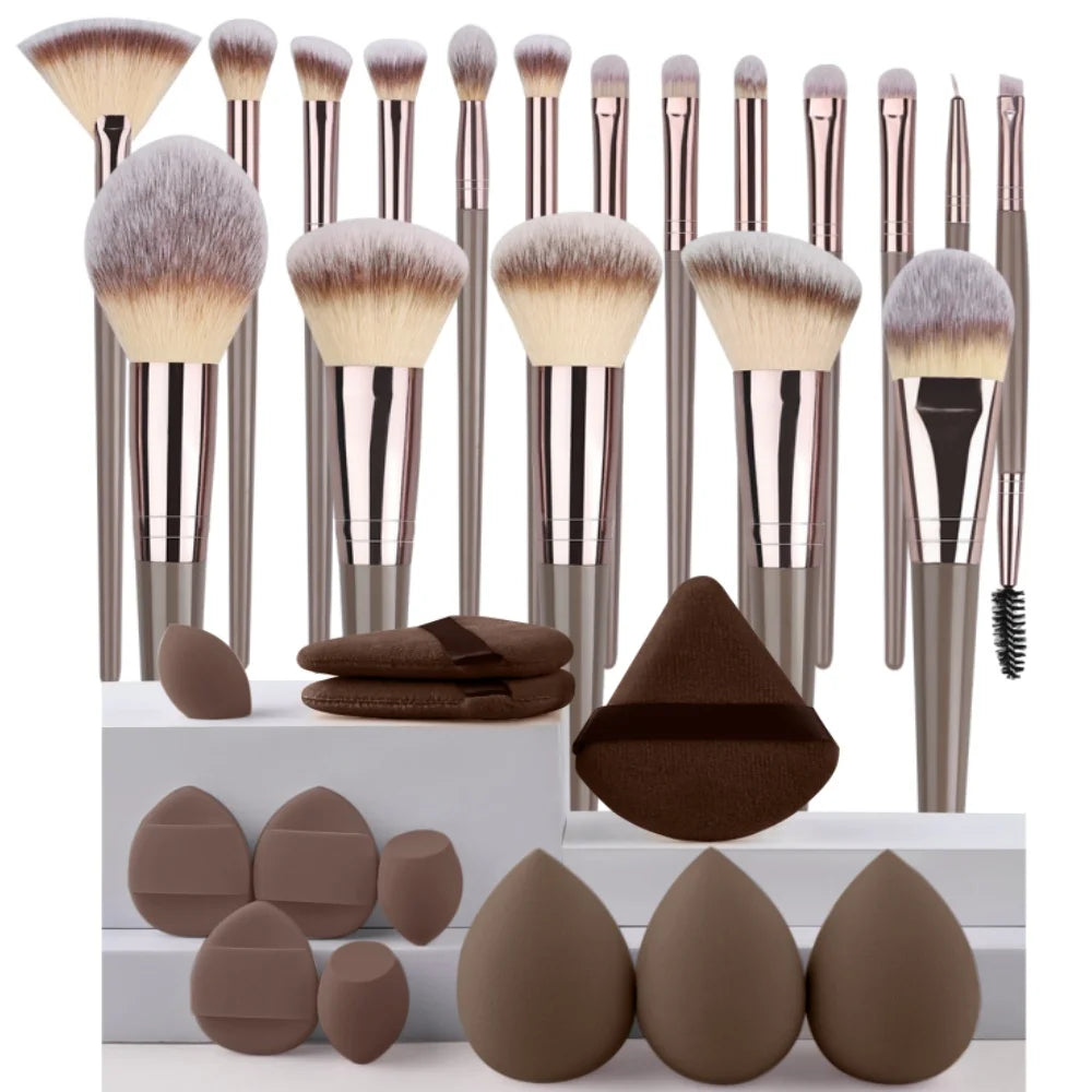 3 To 20 Pcs Premium Makeup Brushes Set Soft Fluffy Synthetic Bristles For Foundation Eyeshadow Blush Kabuki Tools
