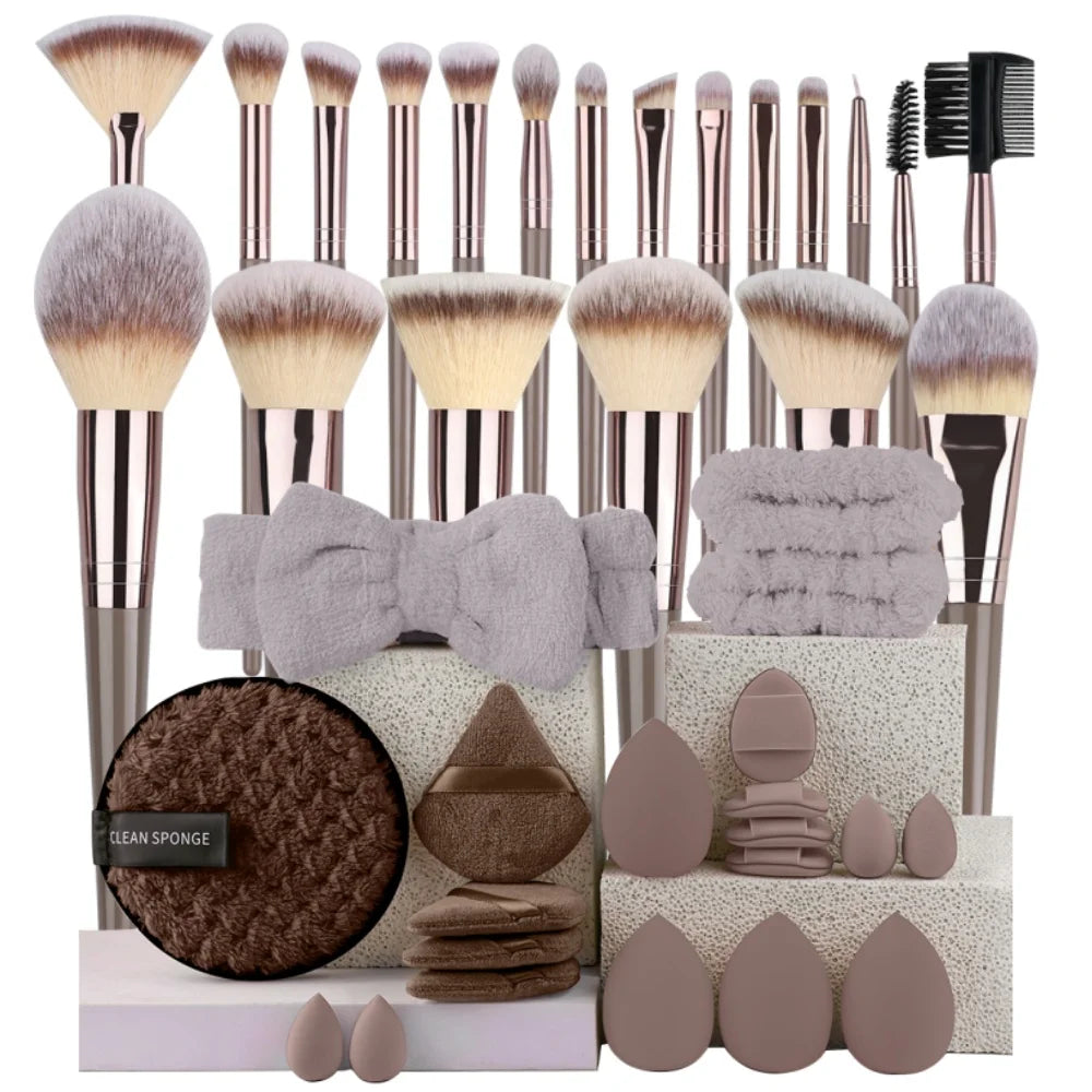 3 To 20 Pcs Premium Makeup Brushes Set Soft Fluffy Synthetic Bristles For Foundation Eyeshadow Blush Kabuki Tools