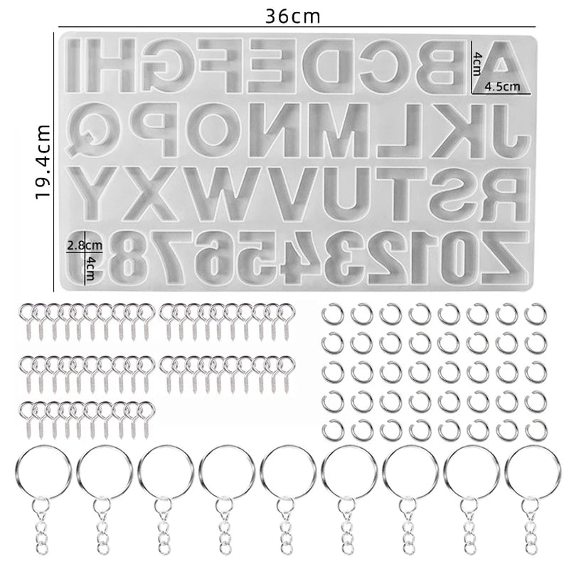 Alphabet Epoxy Resin Silicone Mold DIY Letter And Number Pendant Keychain Earring Jewelry Casting Mold