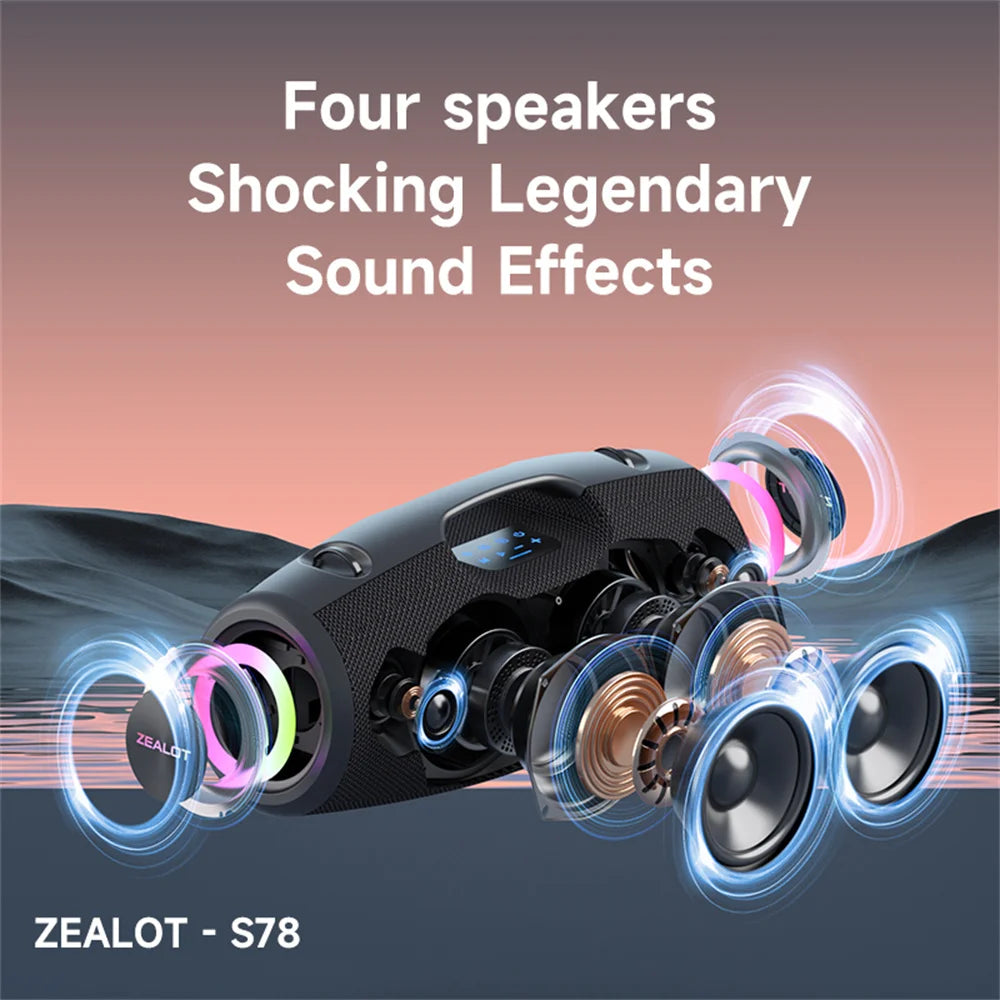 Zealot-S78 120W Bluetooth Speaker with Deep Bass Hi Fi DSP Boost Outdoor Portable Sound