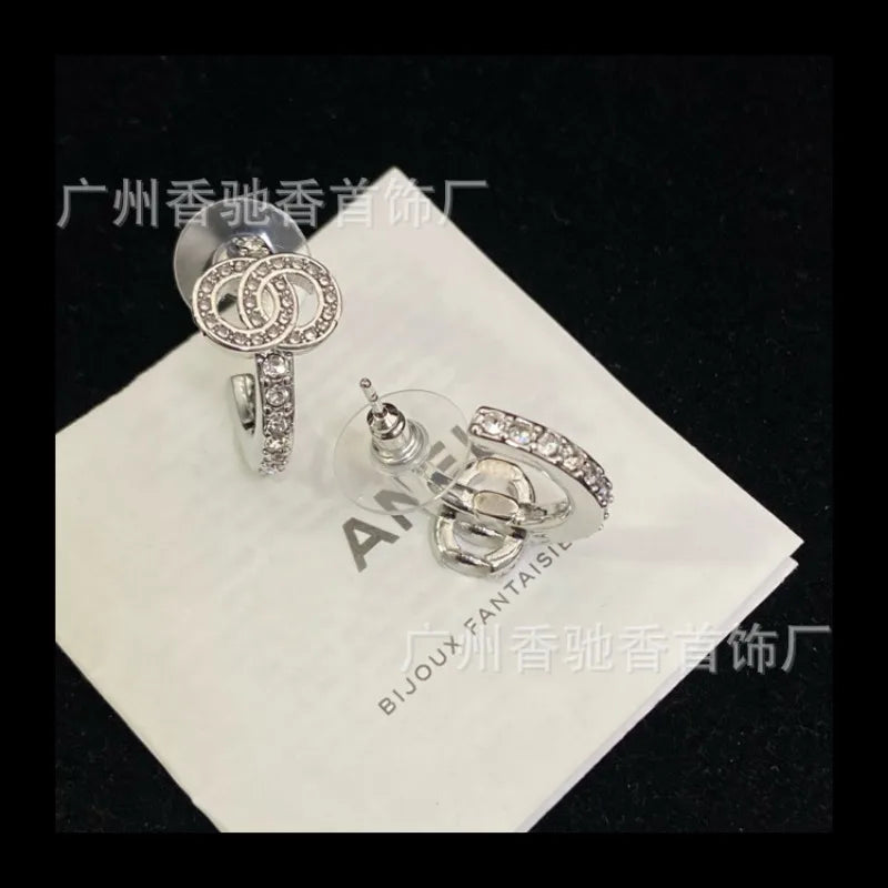 High Quality Silver Diamond Encrusted Earrings Small Exquisite Temperament Elegant Jewelry For Women