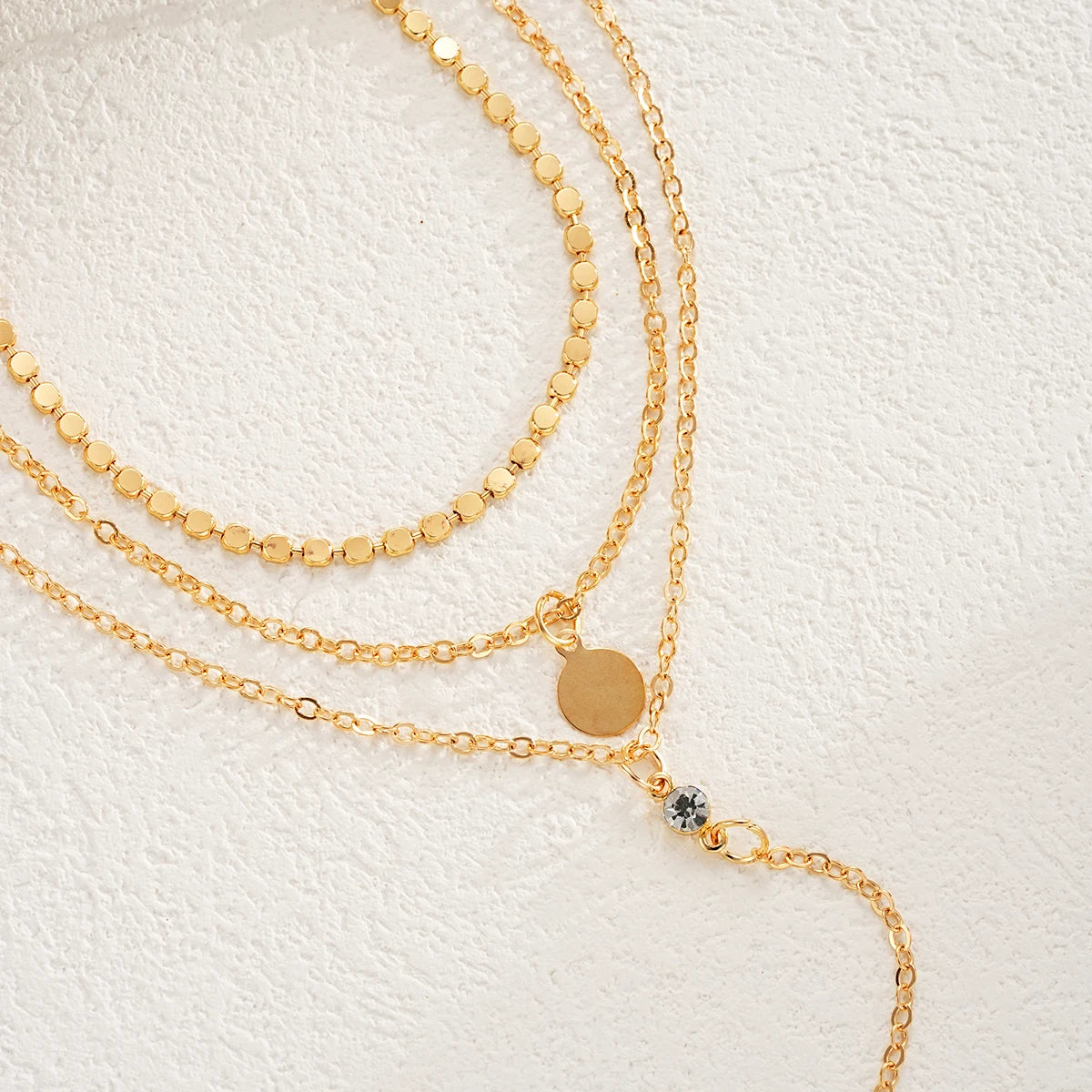 Three Piece Set Multi Layer Round Disco Coin Chain Necklace Trio For Women Gold Pendant Necklaces Trendy Party Jewelry