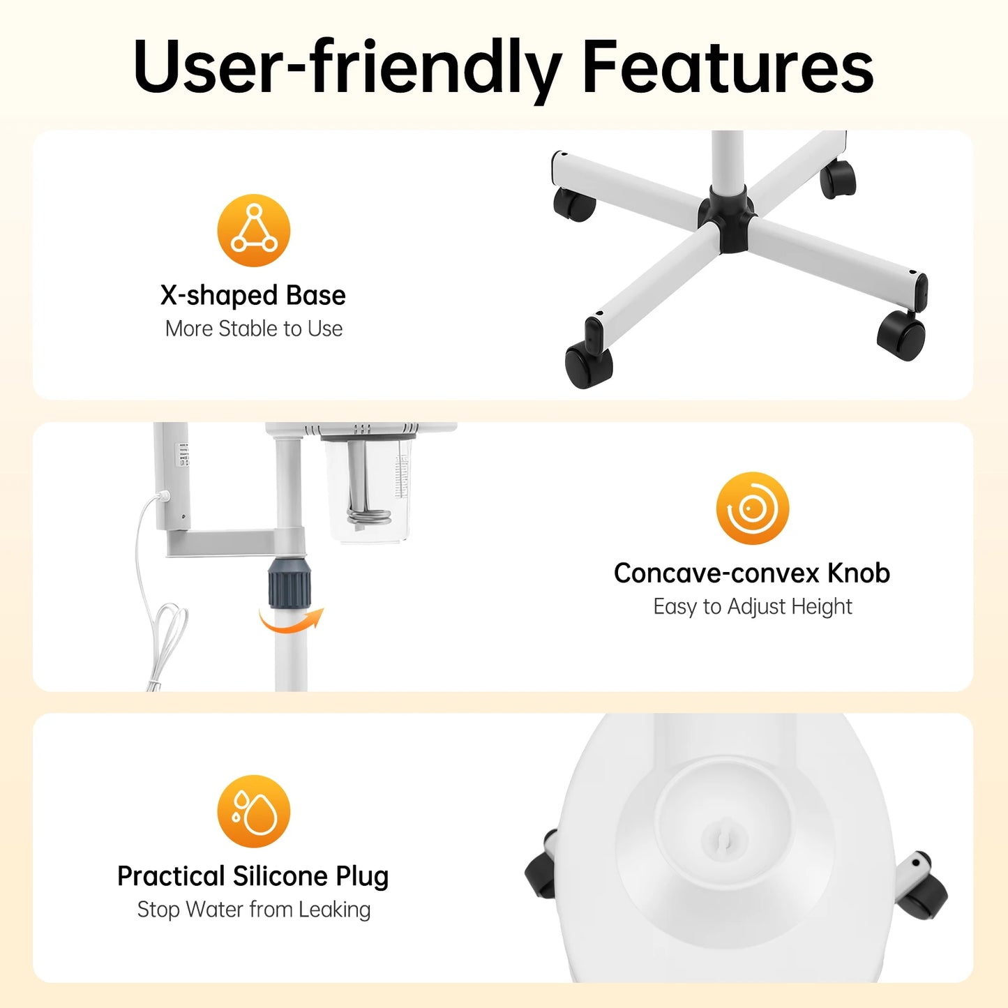 White Professional Facial Steamer,800W 110V 2-in-1 Facial Steamer Beauty Tool, Single Tube Facial Steamer for Skin Care