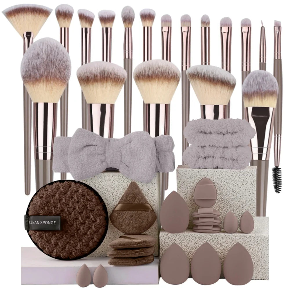 3 To 20 Pcs Premium Makeup Brushes Set Soft Fluffy Synthetic Bristles For Foundation Eyeshadow Blush Kabuki Tools