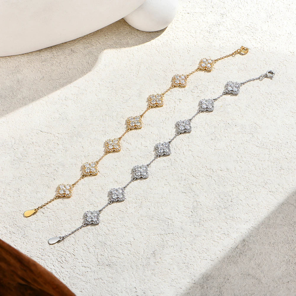 Attagems Full D VVS1 Moissanite Bracelet S925 Silver 18K Yellow Gold Plated For Women Ships From USA