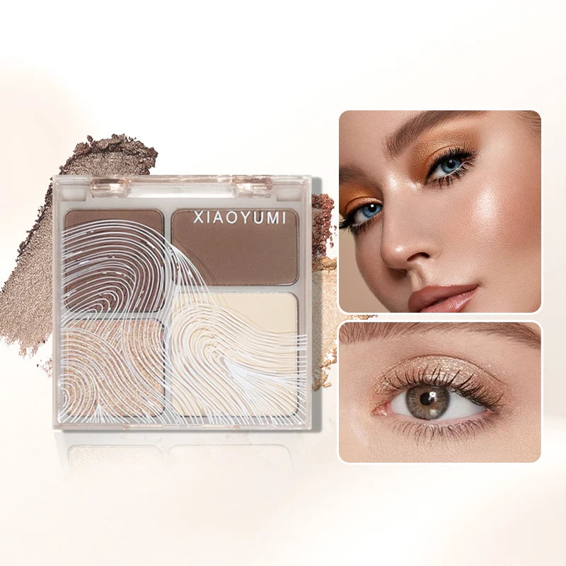 4 In 1 Multifunctional Palette Waterproof Contouring Highlighter Eyeshadow Nose Shadow Compact Portable Matte Finish