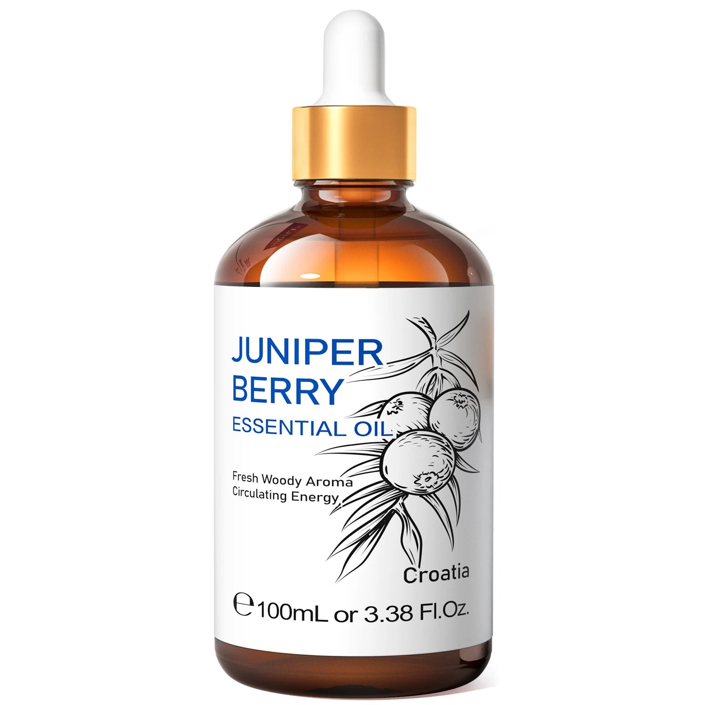 HIQILI 100ML Juniper Berry Essential Oils,100% Pure Nature for Aromatherapy, Diffuser, Humidifier, Massage, Rouse, Relexation