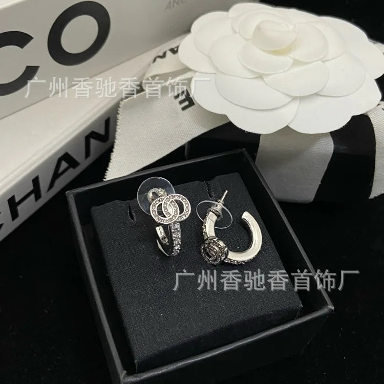 High Quality Silver Diamond Encrusted Earrings Small Exquisite Temperament Elegant Jewelry For Women
