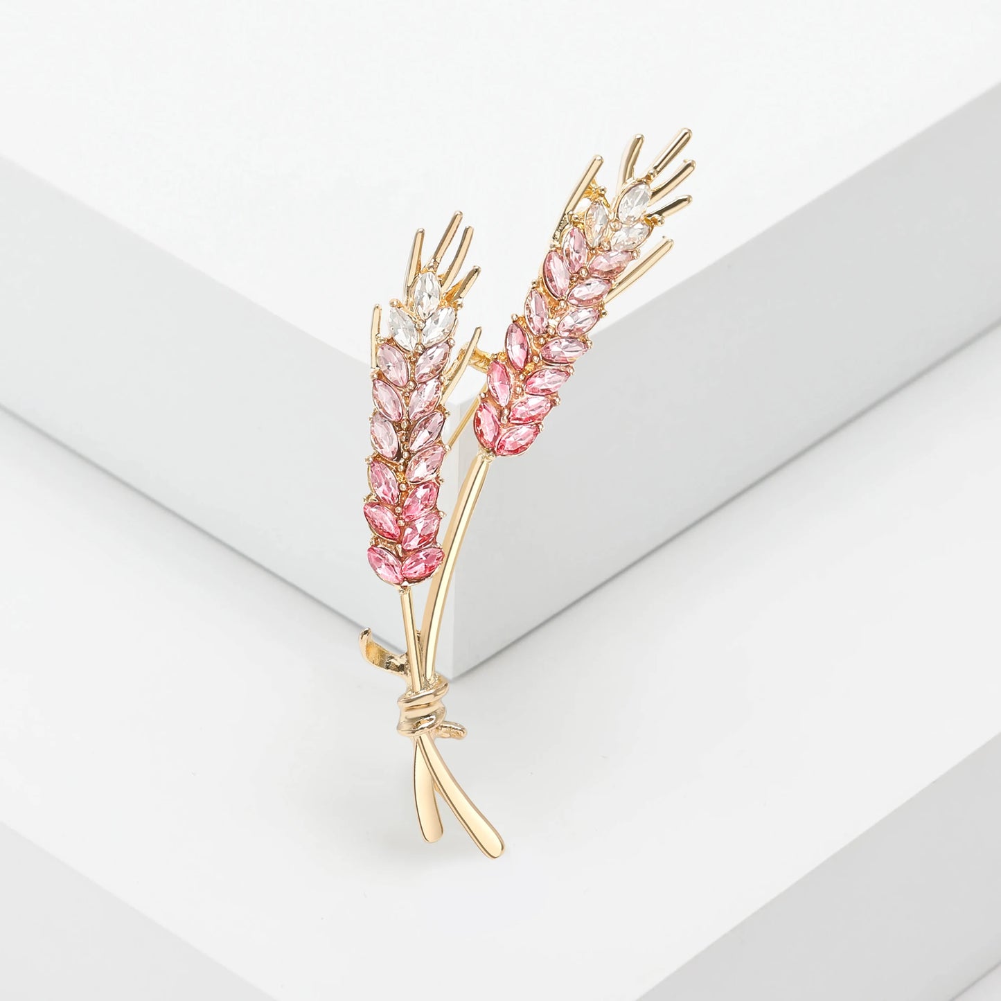 Rhinestone Wheat Ear Brooches for Women Unisex Enamel Wheat Plant Pins Banquet Party Backpack Gifts Jewelry Accessories