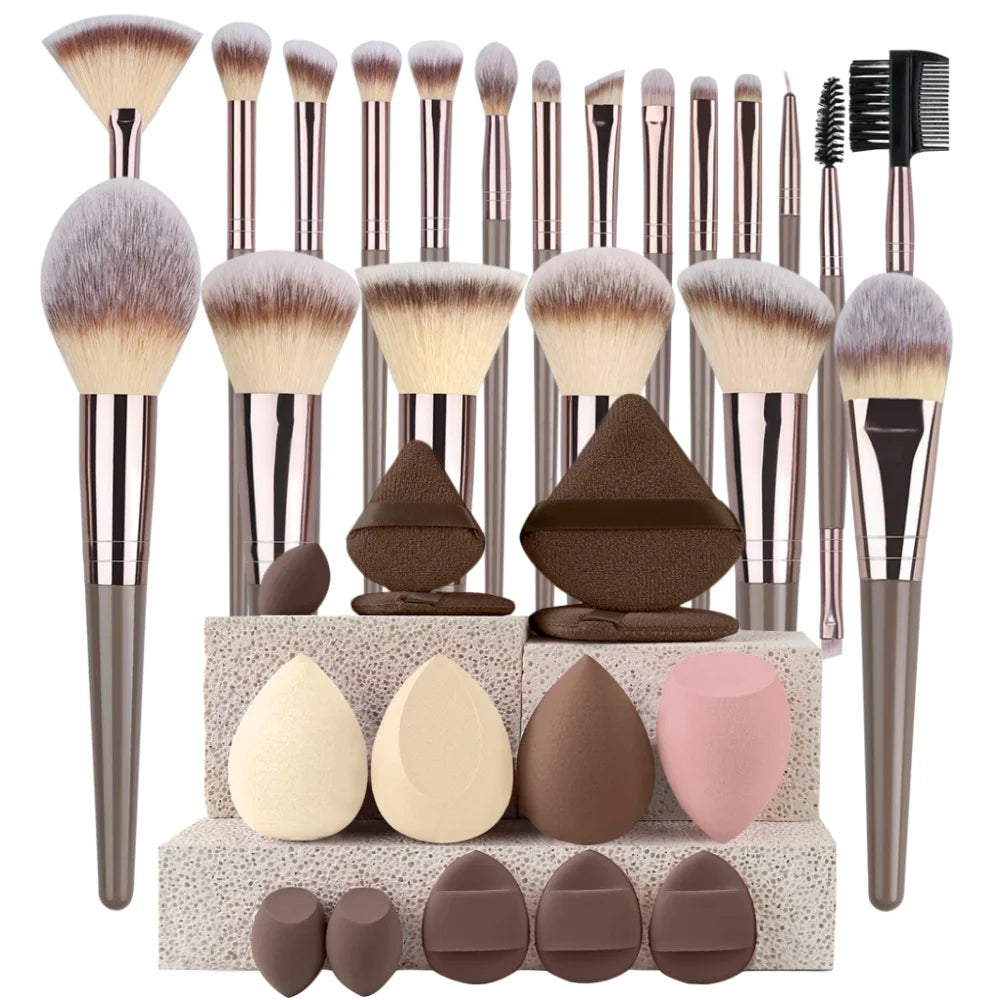 3 To 20 Pcs Premium Makeup Brushes Set Soft Fluffy Synthetic Bristles For Foundation Eyeshadow Blush Kabuki Tools