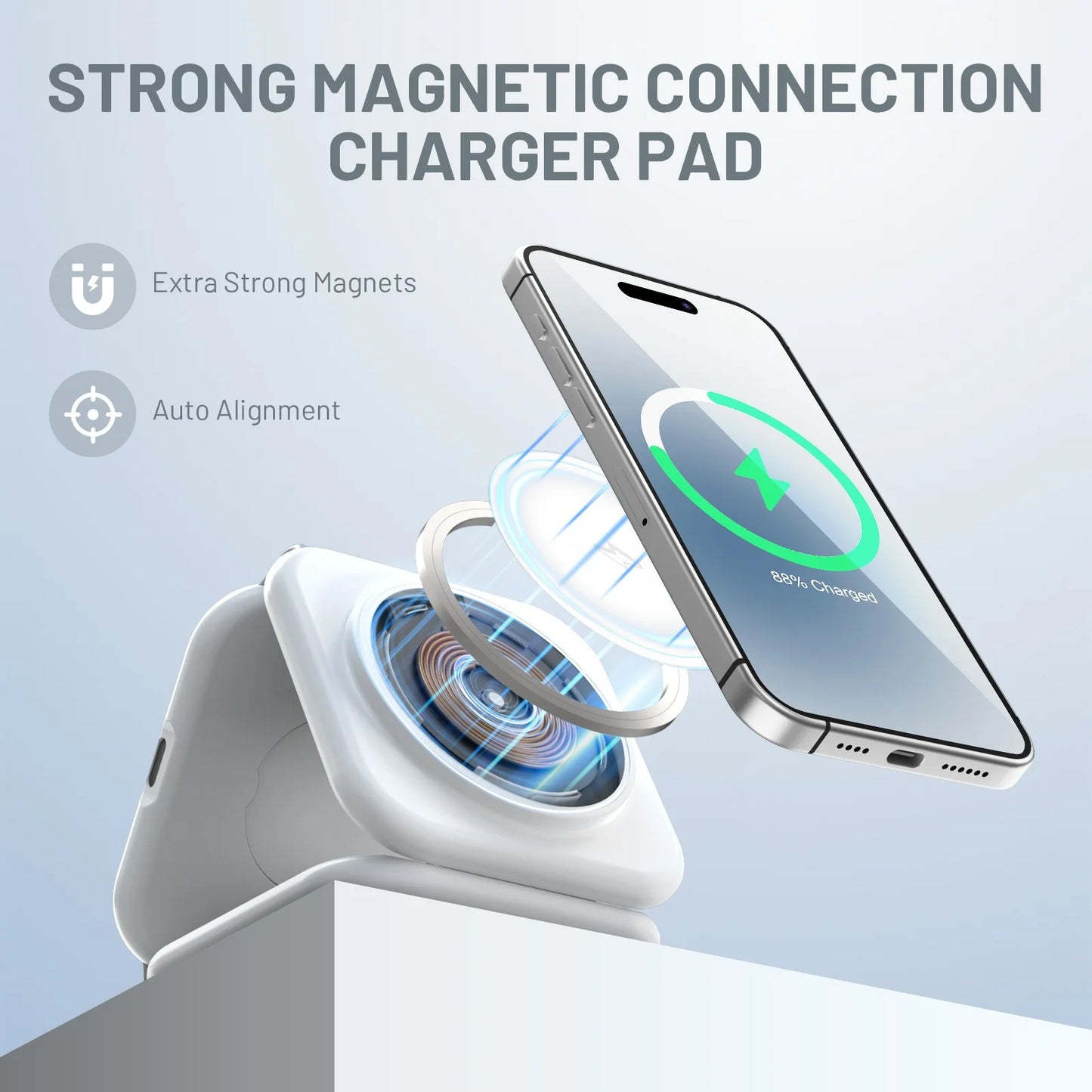 Magnetic Wireless Chargers 3 in 1 Foldable 15W Phone Charge Dock Station Fast Charg for Apple Watch IPhone 14/13/12/11/X AirPods