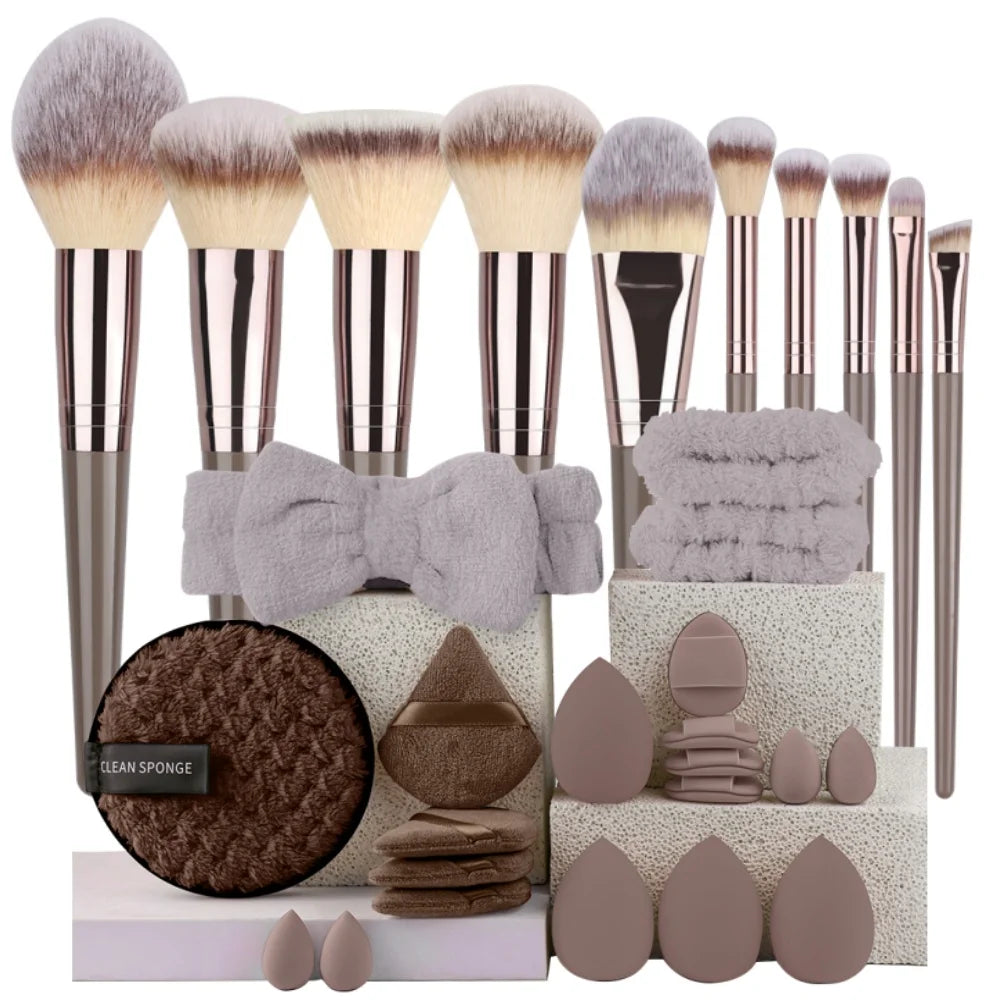 3 To 20 Pcs Premium Makeup Brushes Set Soft Fluffy Synthetic Bristles For Foundation Eyeshadow Blush Kabuki Tools